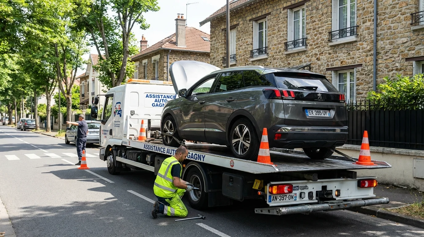 Dépanneuse intervenant pour un dépannage auto à Gagny 93220