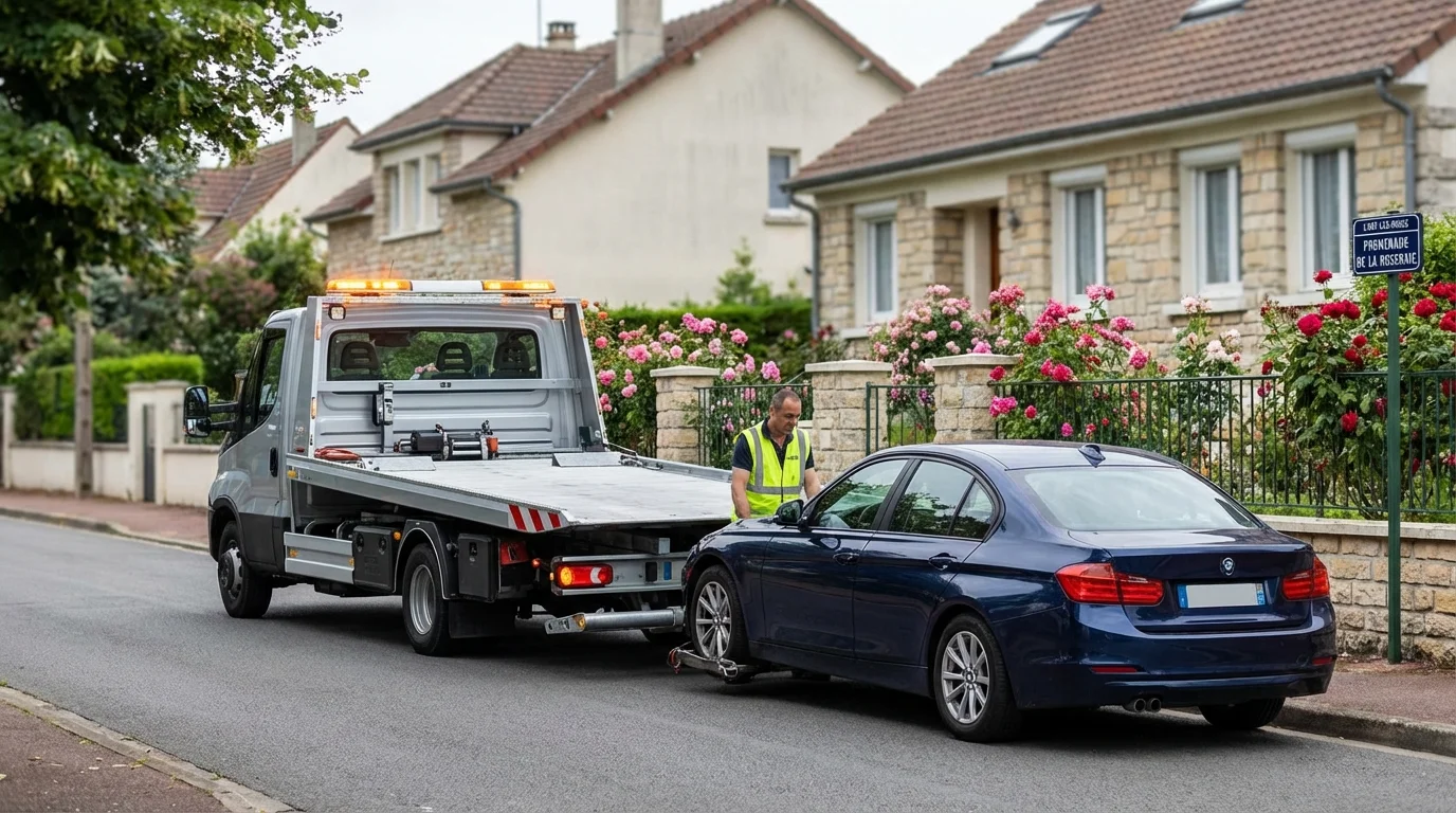 Dépanneuse Fast Depann en intervention rue de Bicêtre à L'Haÿ-les-Roses pour un remorquage auto