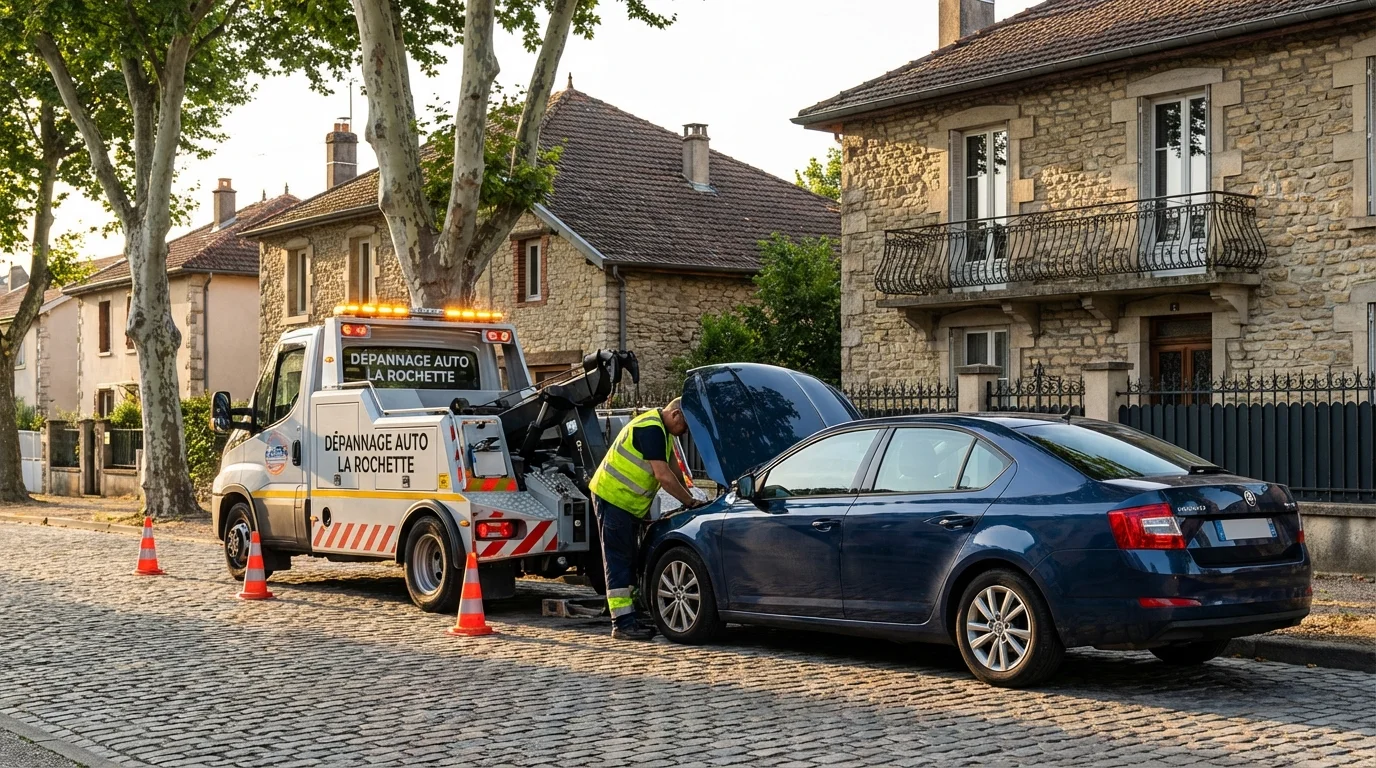 Camion de dépannage Fast Depann en intervention à La Rochette