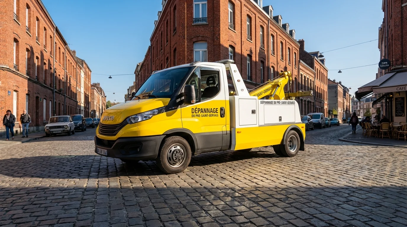 Dépanneuse Fast Depann en intervention rue Danton à Le Pré-Saint-Gervais