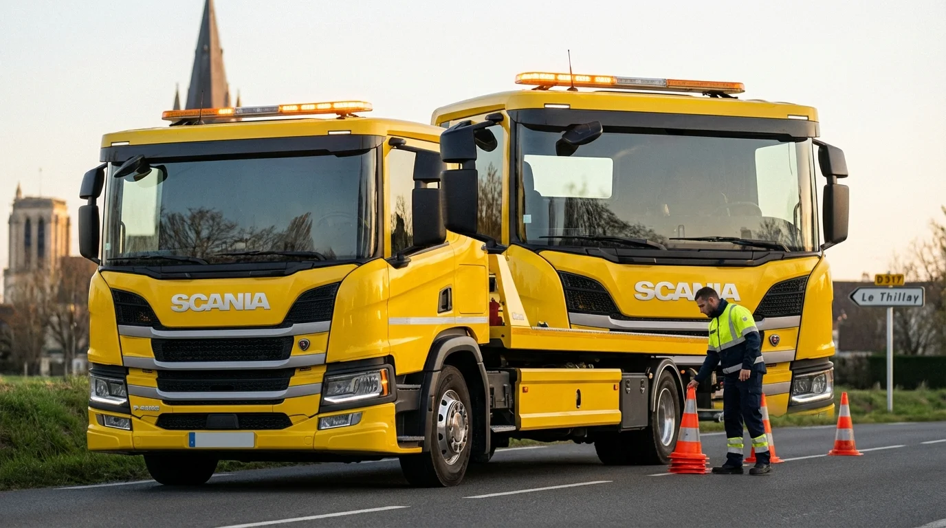Dépanneuse Fast Depann en intervention à Le Thillay 95500 pour un remorquage auto urgent