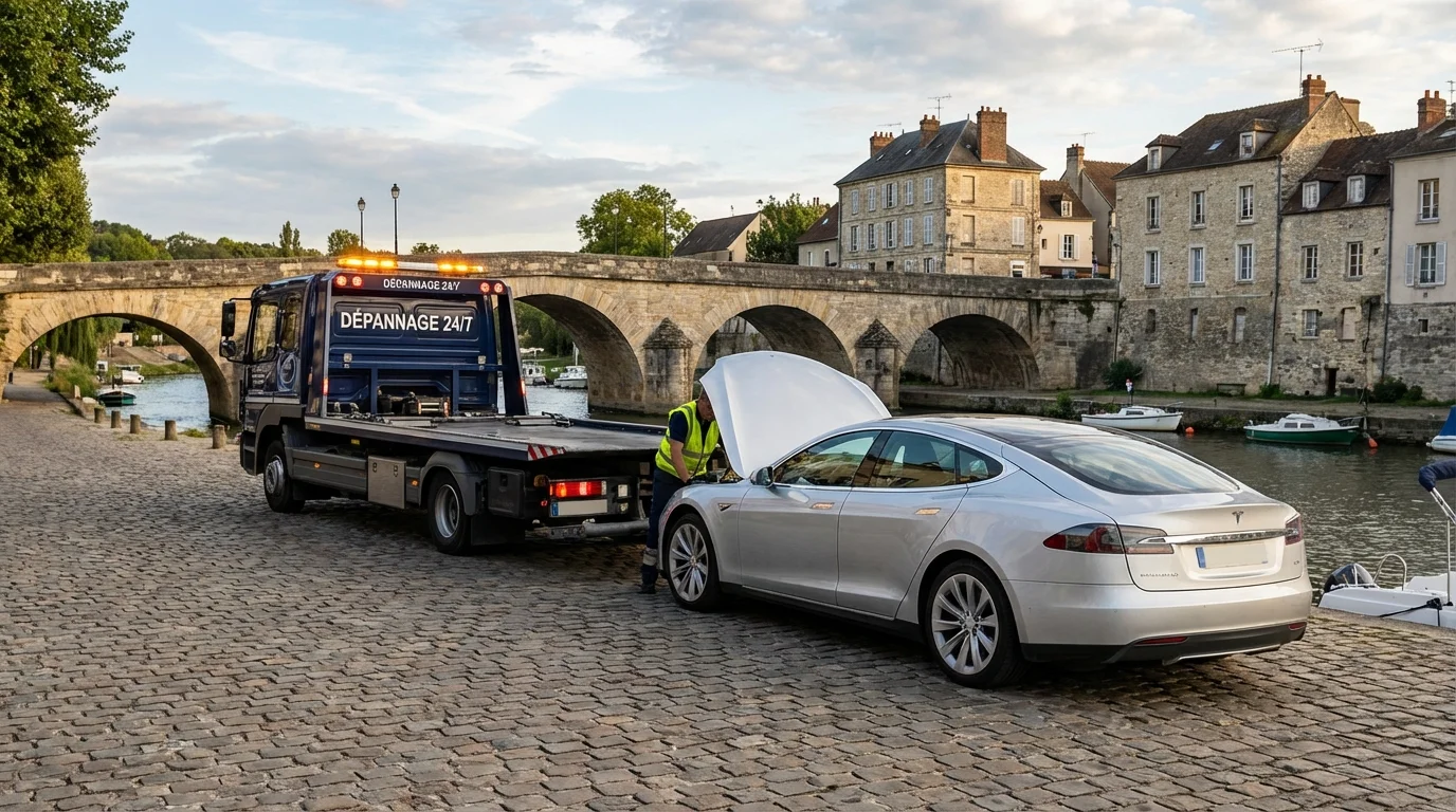 Dépanneuse Fast Depann intervenant sur une voiture en panne à Parmain près de l'Oise