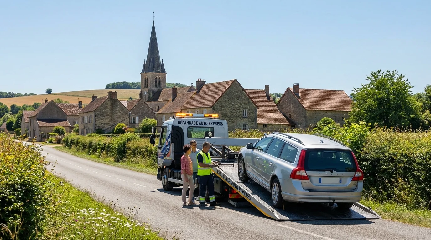Dépanneuse Fast Depann intervenant sur une voiture en panne à Précy-sur-Marne 77410