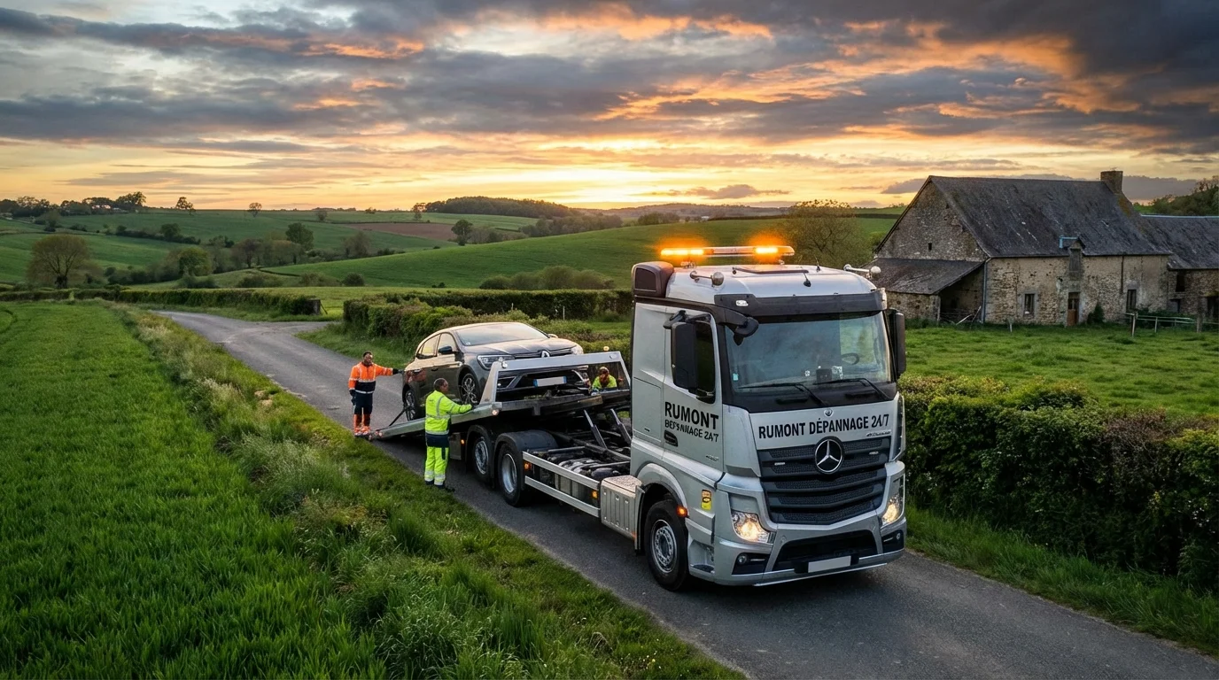 Dépanneuse Fast Depann intervenant pour un remorquage auto à Rumont 77760