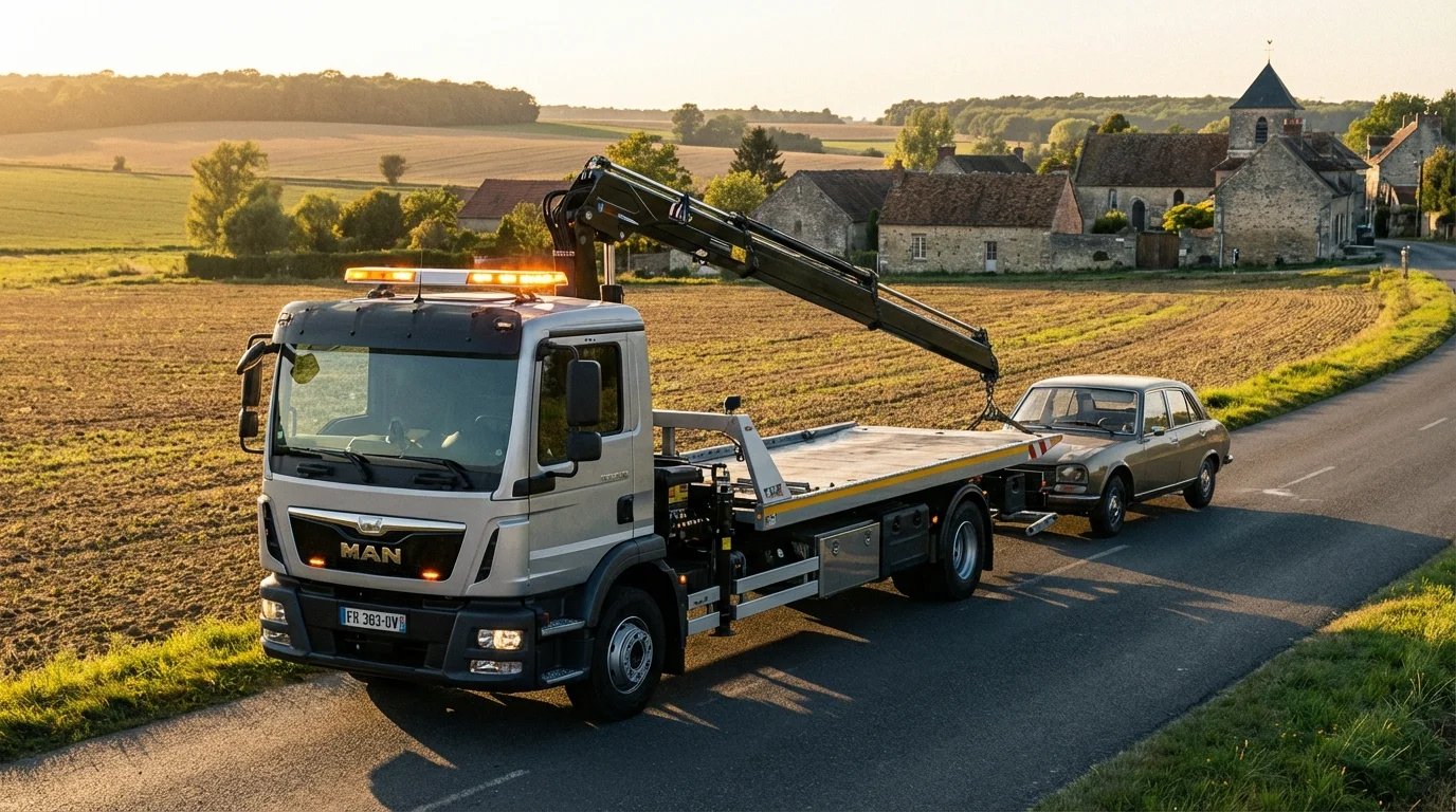 Dépanneuse Fast Depann intervenant pour un remorquage auto à Rupereux 77560