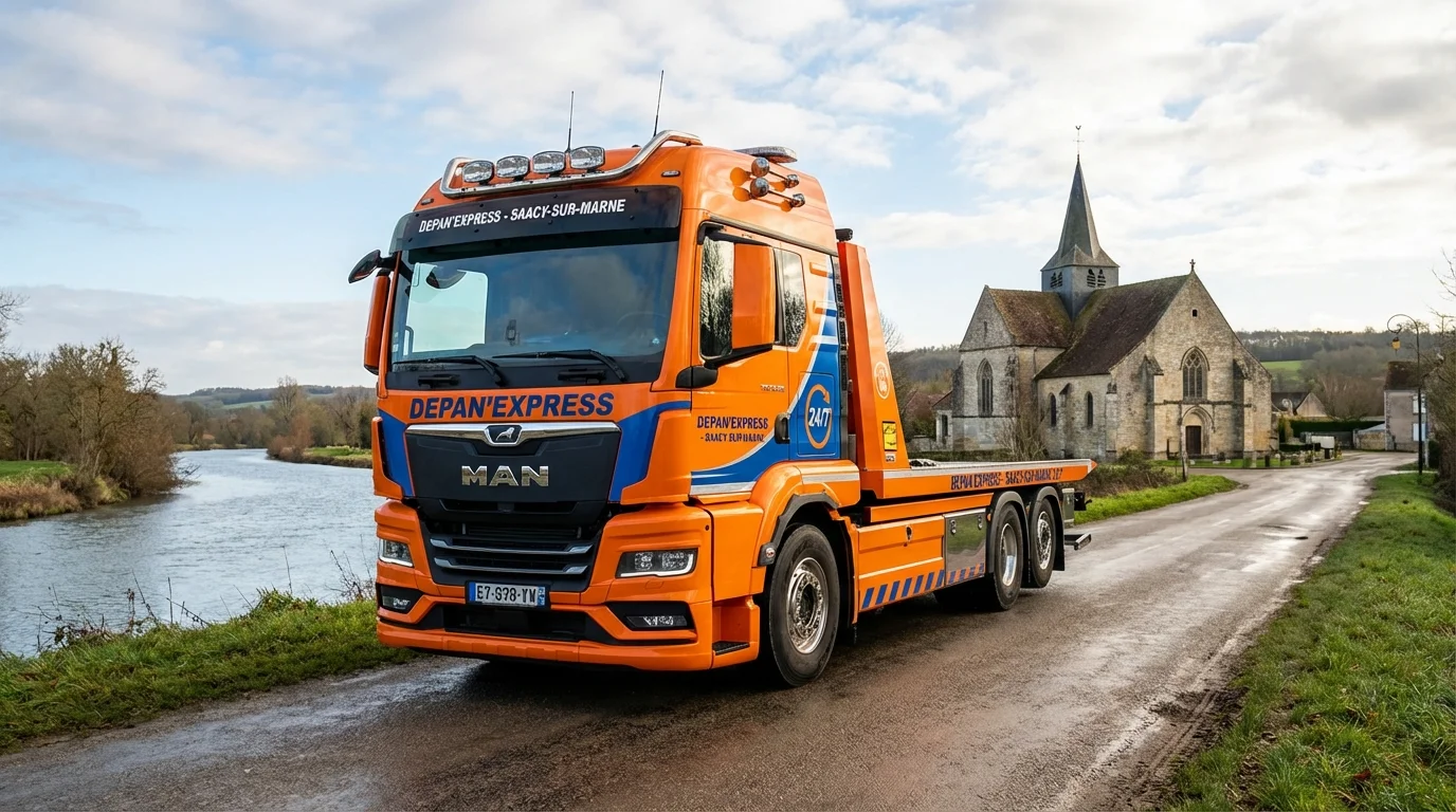 Dépanneuse Fast Depann en intervention à Saacy-sur-Marne près de la Marne