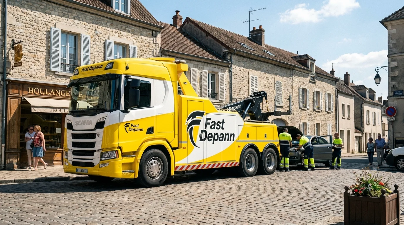 Intervention de dépannage auto Fast Depann dans une rue de Saint-Brice