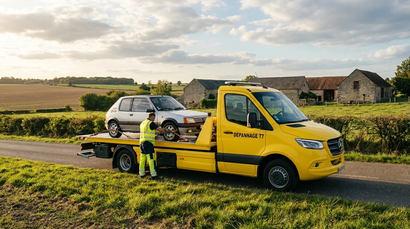 Dépanneuse Fast Depann en intervention à Saint-Martin-du-Boschet 77320
