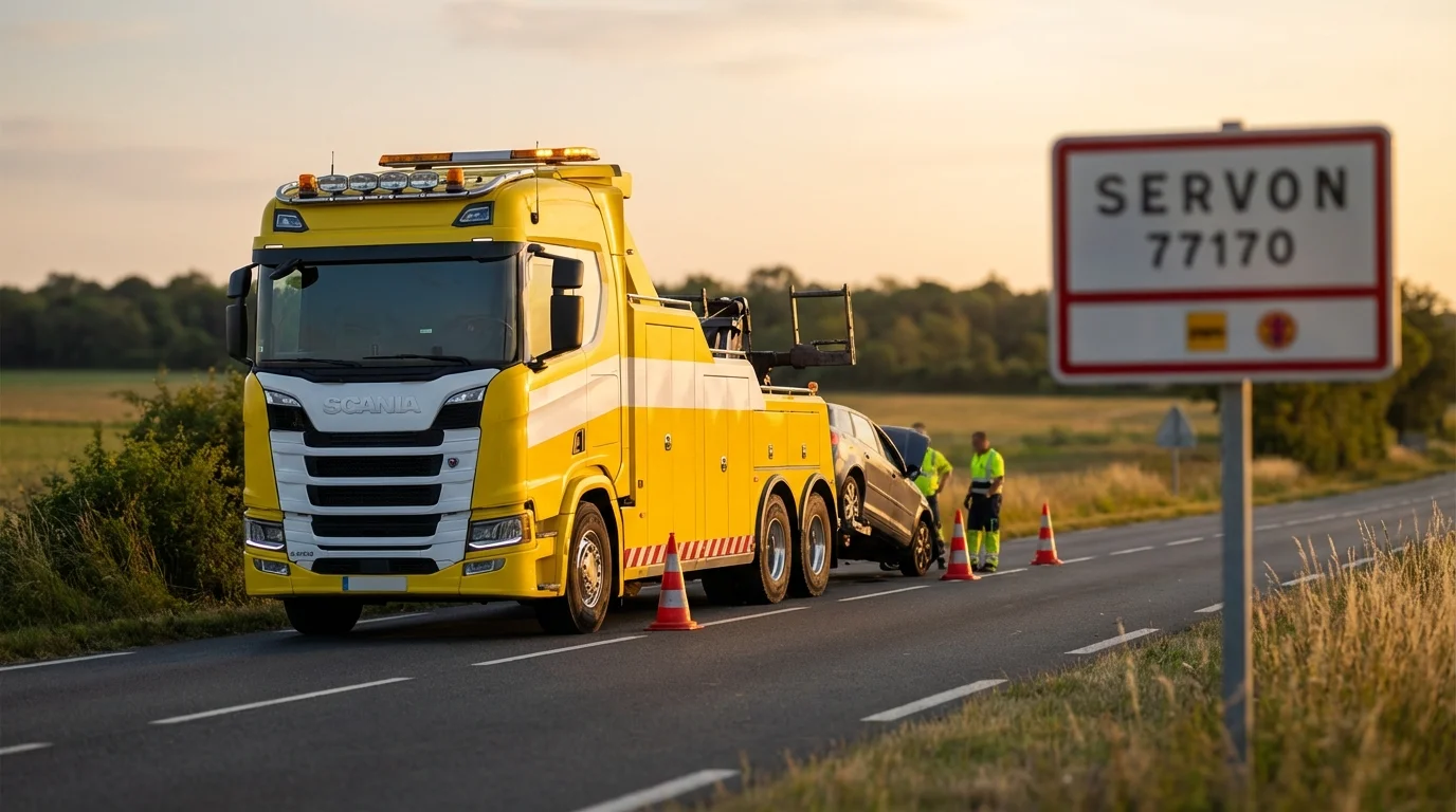 Dépanneuse Fast Depann intervenant pour un remorquage voiture à Servon 77170