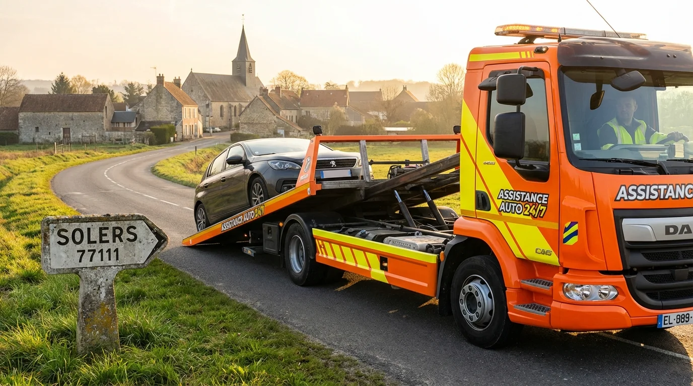 Dépanneuse Fast Depann intervenant pour un remorquage voiture à Solers 77111