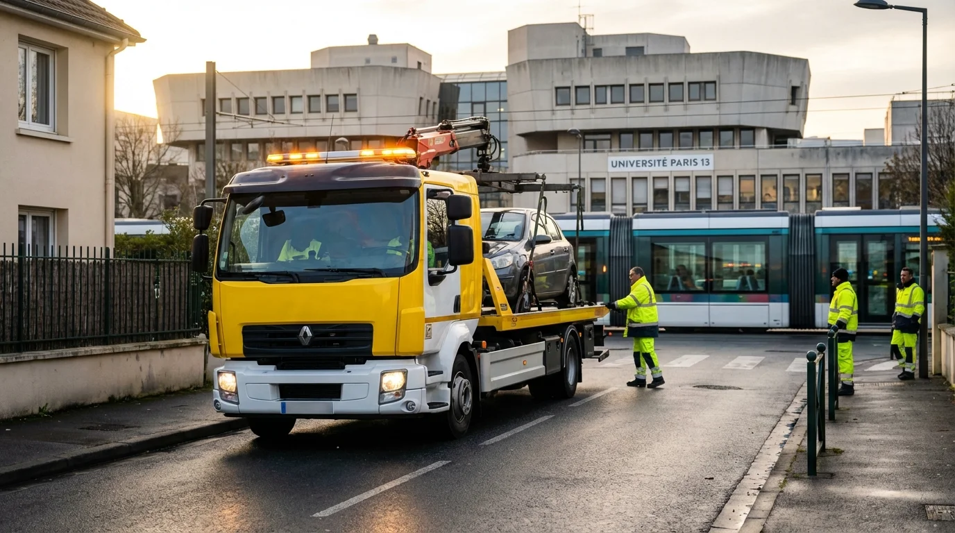 Dépanneuse Fast Depann intervenant pour un remorquage voiture à Villetaneuse 93430