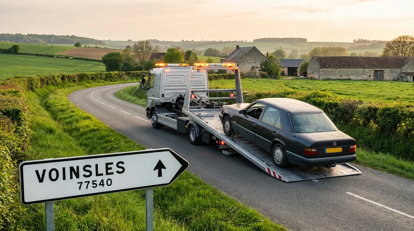 Dépanneuse Fast Depann en intervention de remorquage auto à Voinsles 77540